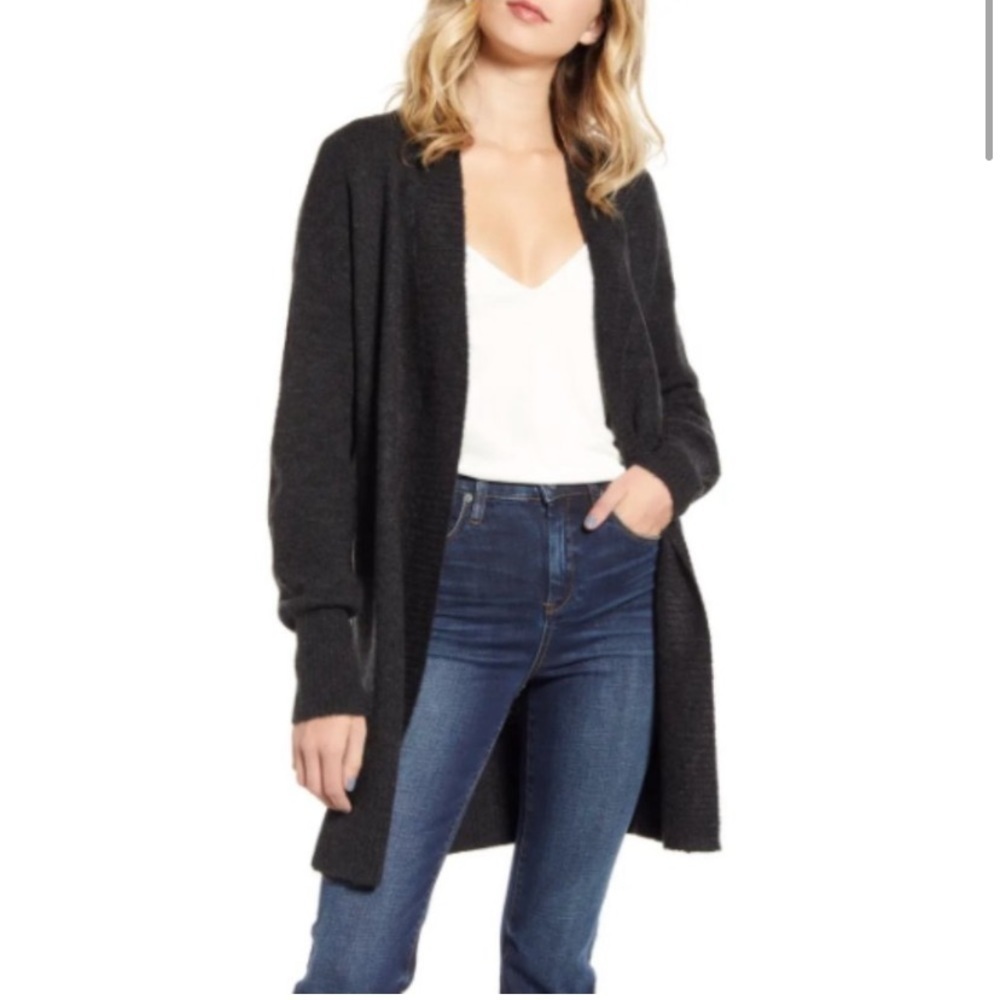 Chelsea28 Wool Alpaca Open Front Long Line Cardigan Oversized Blue Sz Small NWOT